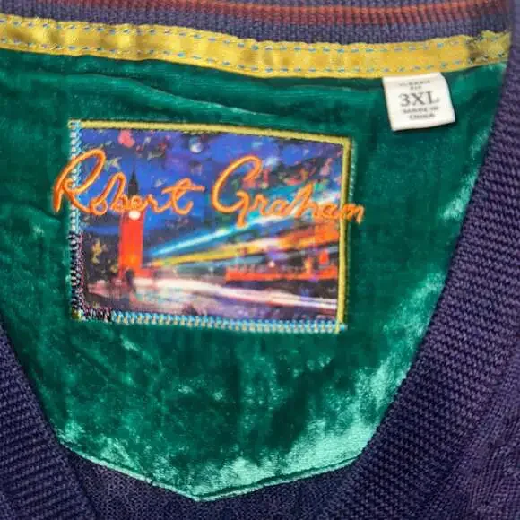 Robert Graham Collectors Textured Wool Crew neck Sweater Mens 2xl Purple Knit - Picture 7 of 12